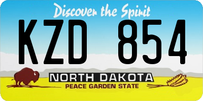 ND license plate KZD854