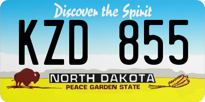 ND license plate KZD855