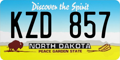 ND license plate KZD857
