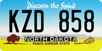 ND license plate KZD858