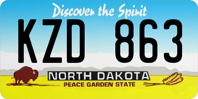 ND license plate KZD863