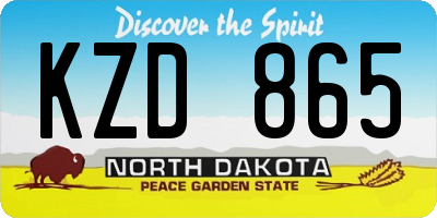 ND license plate KZD865