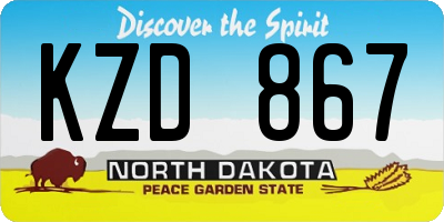 ND license plate KZD867