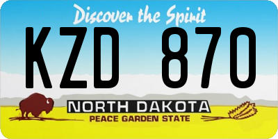 ND license plate KZD870