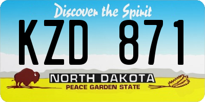 ND license plate KZD871