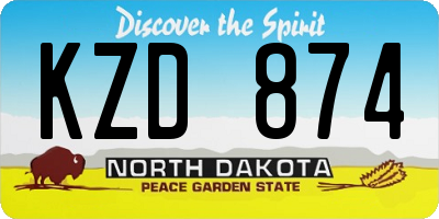ND license plate KZD874
