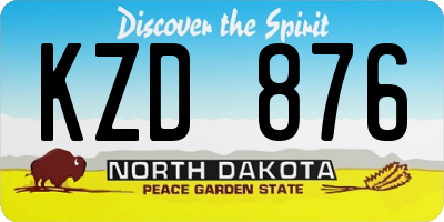 ND license plate KZD876