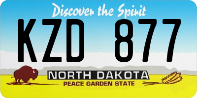 ND license plate KZD877