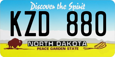 ND license plate KZD880