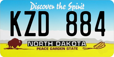 ND license plate KZD884