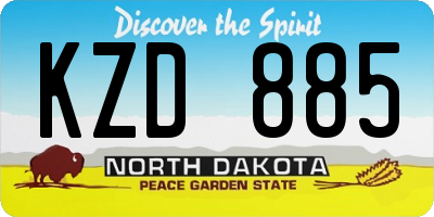 ND license plate KZD885