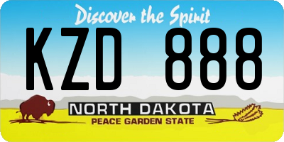 ND license plate KZD888