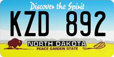 ND license plate KZD892