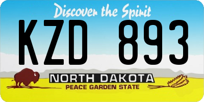 ND license plate KZD893