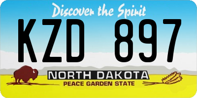ND license plate KZD897
