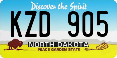 ND license plate KZD905