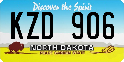 ND license plate KZD906