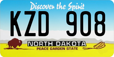 ND license plate KZD908