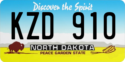 ND license plate KZD910