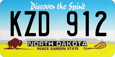 ND license plate KZD912