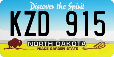 ND license plate KZD915