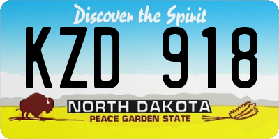 ND license plate KZD918