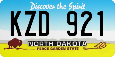 ND license plate KZD921