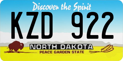 ND license plate KZD922
