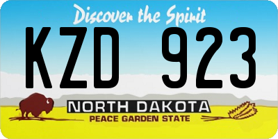 ND license plate KZD923