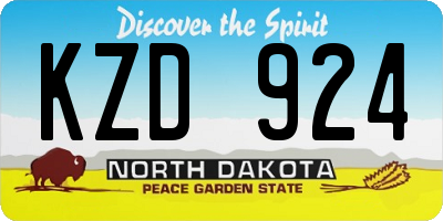 ND license plate KZD924