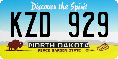 ND license plate KZD929