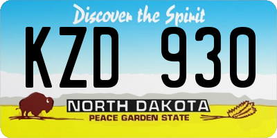 ND license plate KZD930