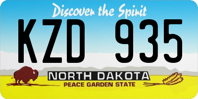 ND license plate KZD935