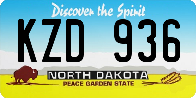 ND license plate KZD936