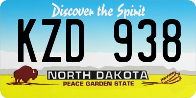 ND license plate KZD938