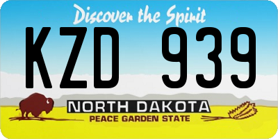 ND license plate KZD939