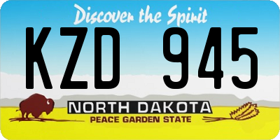 ND license plate KZD945