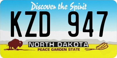 ND license plate KZD947