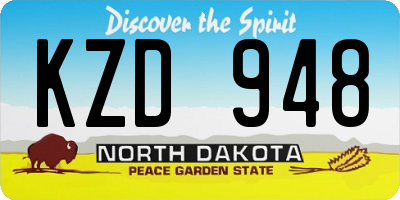 ND license plate KZD948