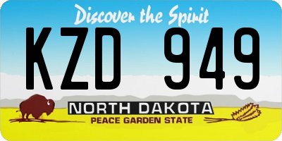 ND license plate KZD949