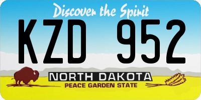 ND license plate KZD952