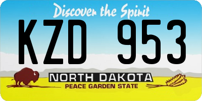 ND license plate KZD953