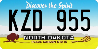 ND license plate KZD955