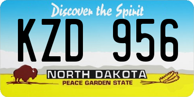 ND license plate KZD956
