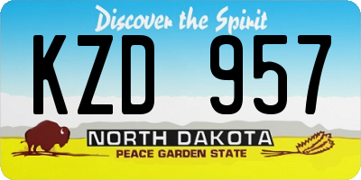 ND license plate KZD957