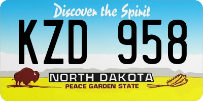 ND license plate KZD958