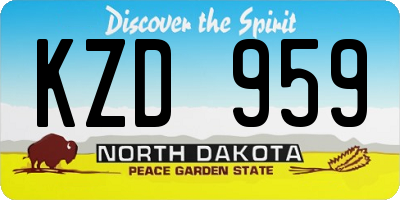 ND license plate KZD959