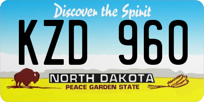 ND license plate KZD960