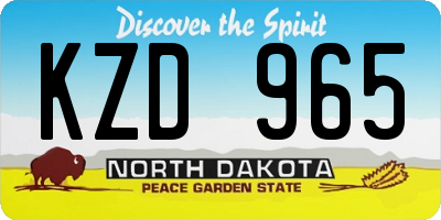 ND license plate KZD965