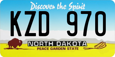 ND license plate KZD970